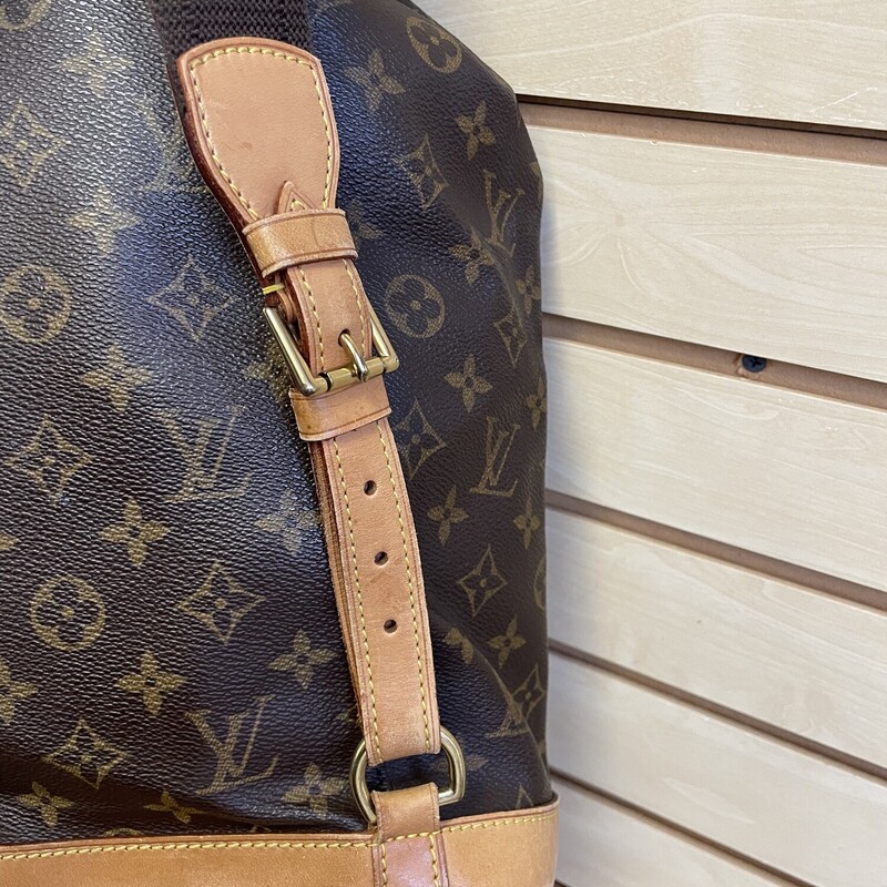 Louis Vuitton Canvas Montsouris Backpack As Is, Brown LV Logo Coated Canvas with Brown Canvas Lining, Fabric and Leather Straps, Leather Bottom with Water Stains and Cracks Along the Bottom and Sides, Leather Drawstring Opening (Some Wear, Cracking, and Water Stains on Piping) and Leather Piping and a Flap Cover (Stains on Fabric Under the Flap) with Leather Buckle Closure (Water Stains on Leather), Inside Pocket with Leather Opening, Gold Hardware with Some Tarnishing/Scraches<br />
<br />
Size: Length: 12.2 inches, Heighth: 15.4 inches, Depth: 5.1 inches