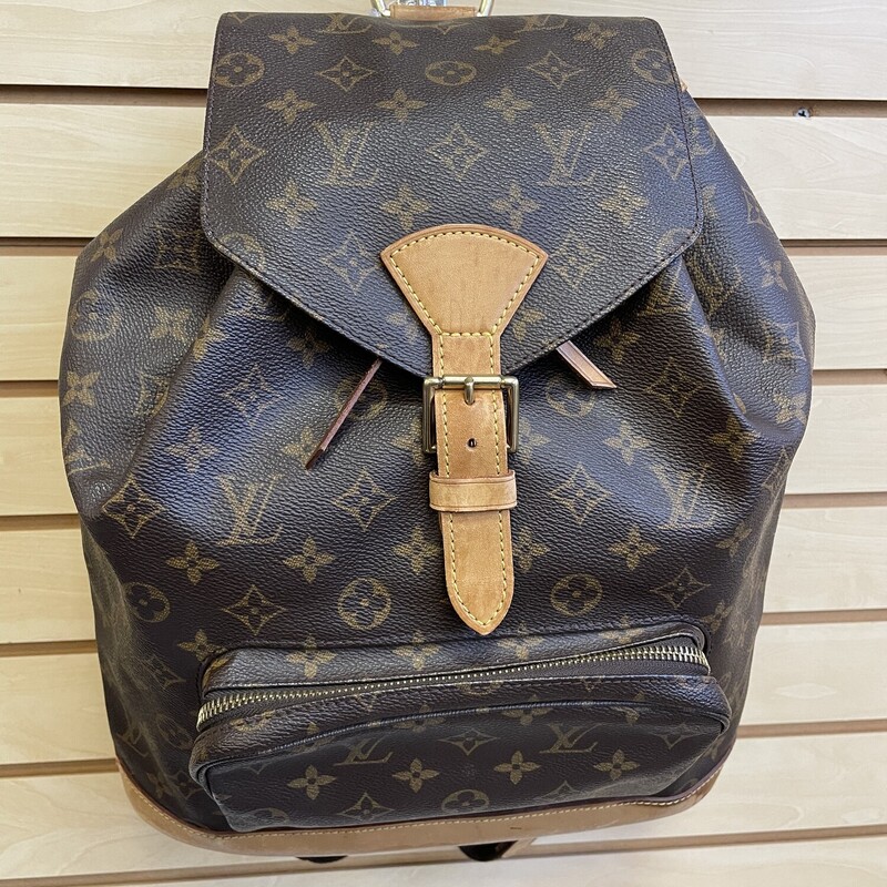 Sale!! was $1109.99 NOW $887.99

Louis Vuitton Canvas Montsouris Backpack As Is, Brown LV Logo Coated Canvas with Brown Canvas Lining, Fabric and Leather Straps, Leather Bottom with Water Stains and Cracks Along the Bottom and Sides, Leather Drawstring Opening (Some Wear, Cracking, and Water Stains on Piping) and Leather Piping and a Flap Cover (Stains on Fabric Under the Flap) with Leather Buckle Closure (Water Stains on Leather), Inside Pocket with Leather Opening, Gold Hardware with Some Tarnishing/Scraches

Size: Length: 12.2 inches, Heighth: 15.4 inches, Depth: 5.1 inches

*Additional shipping and insurance rates will apply. A separate invoice will be sent due to the value of this item.