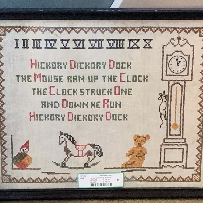 Hickory Dickory Dock Stiched Picture - $28.50.
14 x 17