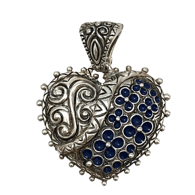 Barbara Bixby Heart Pendant
925 Sterling Silver
Blue Enamel
Silver and Blue