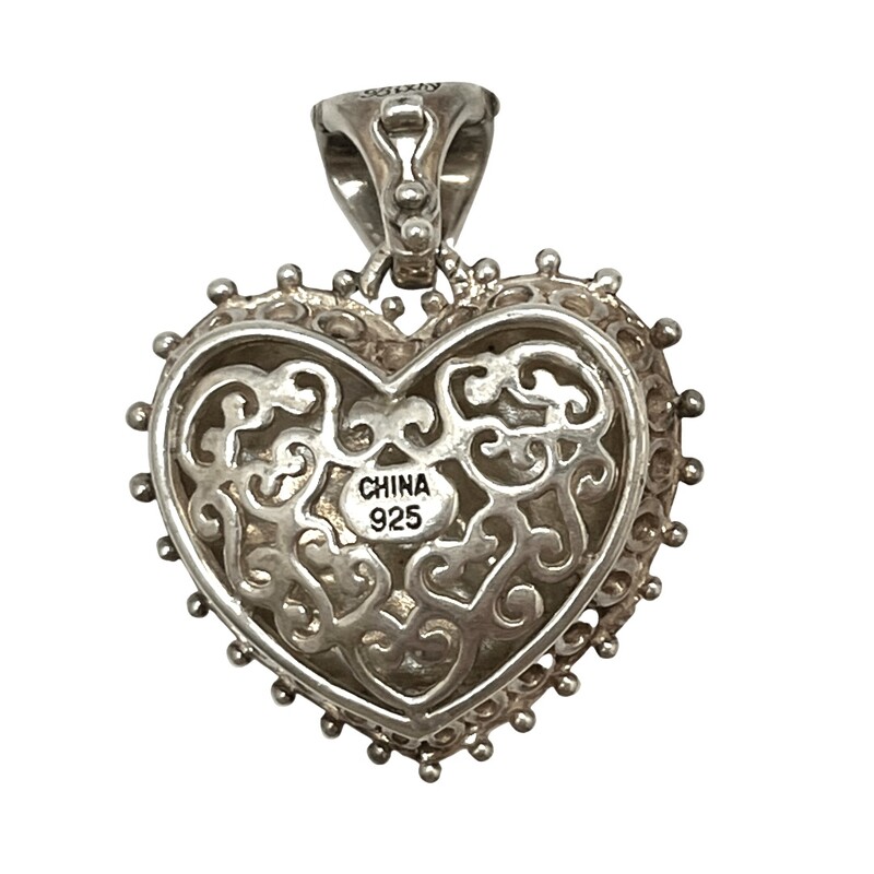 Barbara Bixby Heart Pendant<br />
925 Sterling Silver<br />
Blue Enamel<br />
Silver and Blue