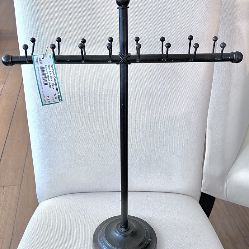 Necklace Stand Metal, Black, Size: 20\"H