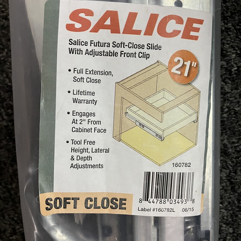 Soft Close Drawer Glides, Salice, Size: 21\"