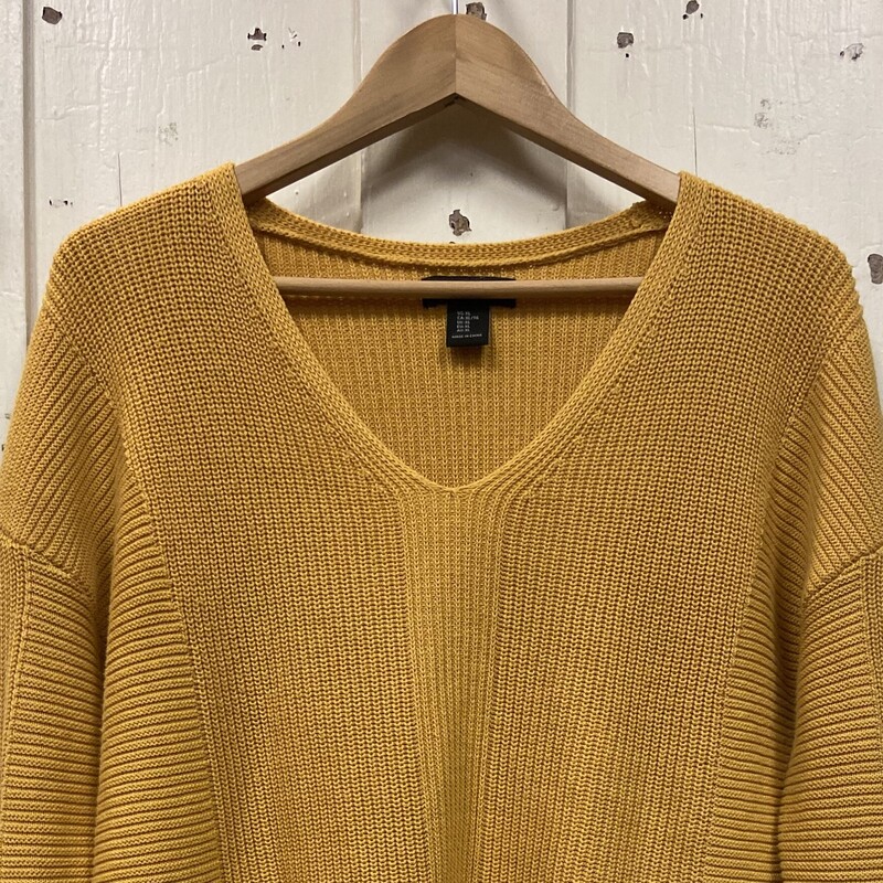 Yellow Rib V-neck Sweater