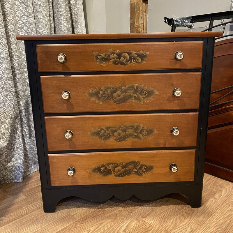 Vintage Hitchcock Chest Dresser,

32Wide, 32High, 18Deep

Brown and Black with Stenciling
 $375.00