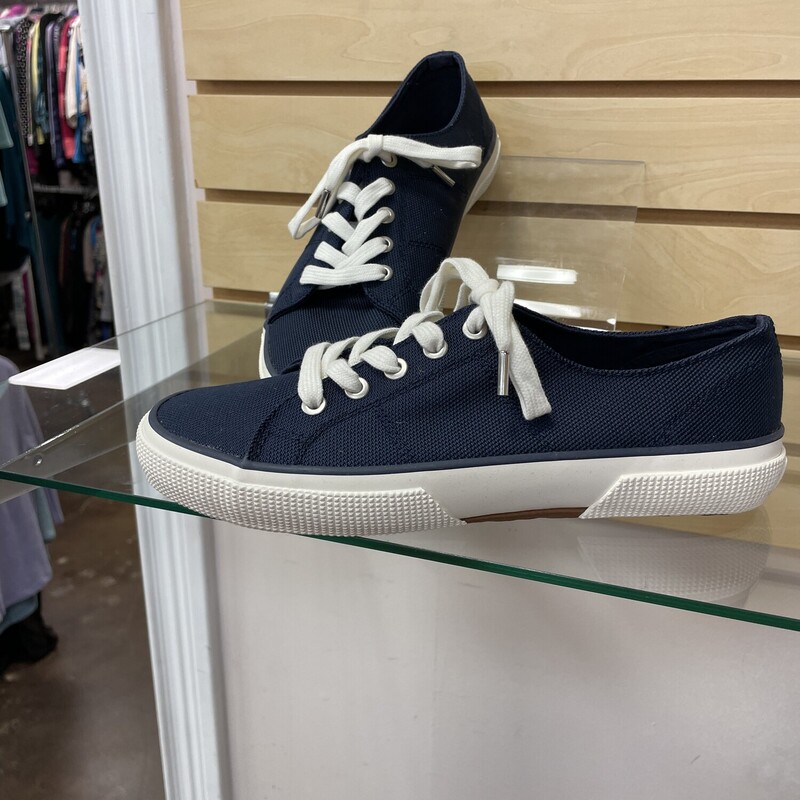 New Ralph Lauren Canvas Sneakers, Navy, Size: 7.5