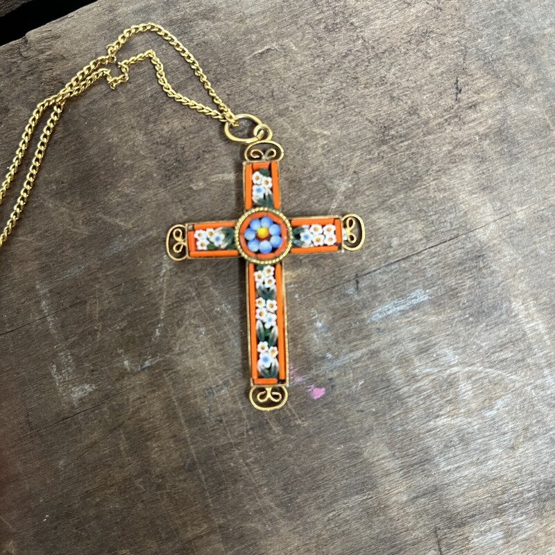 Vintage Cross Necklace, Various, Size: 24 In.