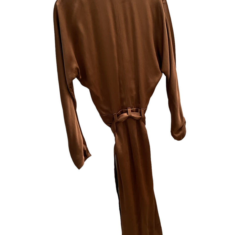 Brunello Cucinelli Satin Wrap Dress<br />
Color:  Brown<br />
Size: Medium<br />
New with tags