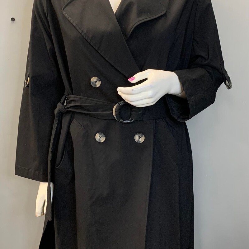 Marla Wynne Trench Coat, Black, Size: XL