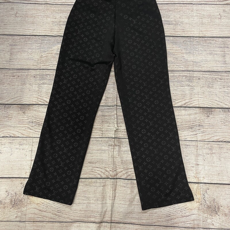 Louis Vuitton Vintage Pant, Black Logo Design, Replacement Buttons at Waist, Some Fraying Around the Button Hole, 2 Front Pockes, Small Snag Under the Front Right Pocket, Size: Medium, Measurements: 29 inch waist, 27.5 inch inseam, 37 inches total length, 6 inch zipper