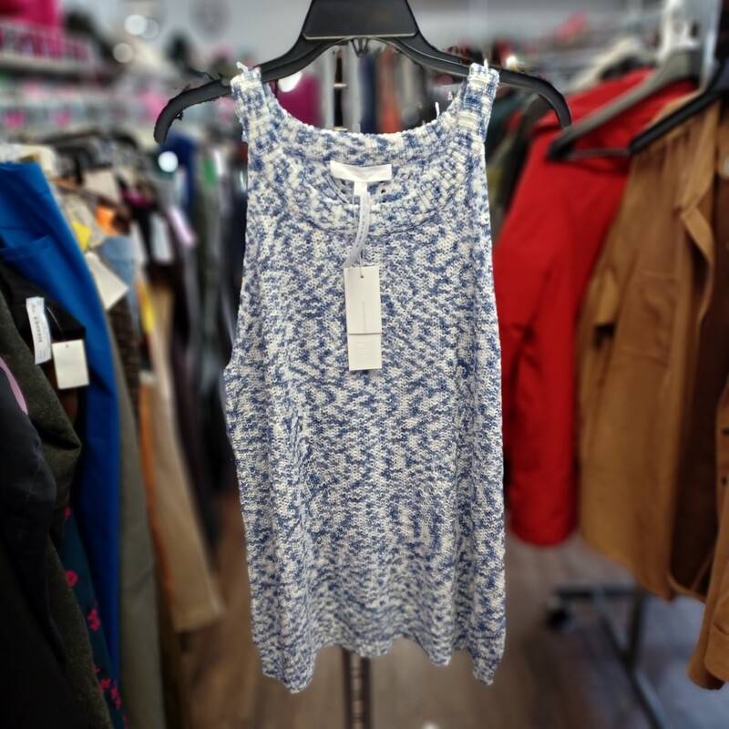 Loving this halter top styled sweater! Blue and white never looked so good! Brand new with tags by Adyson Parker. It is perfect for summer and spring and heading into fall too.