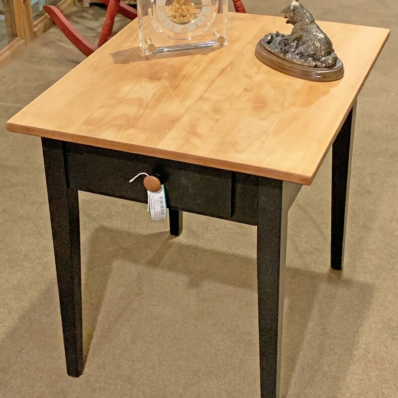 Nichols & Stone Side Table with Drawer - $75.50.
22 Wide x 26 Deep x 24 .5 Tall.