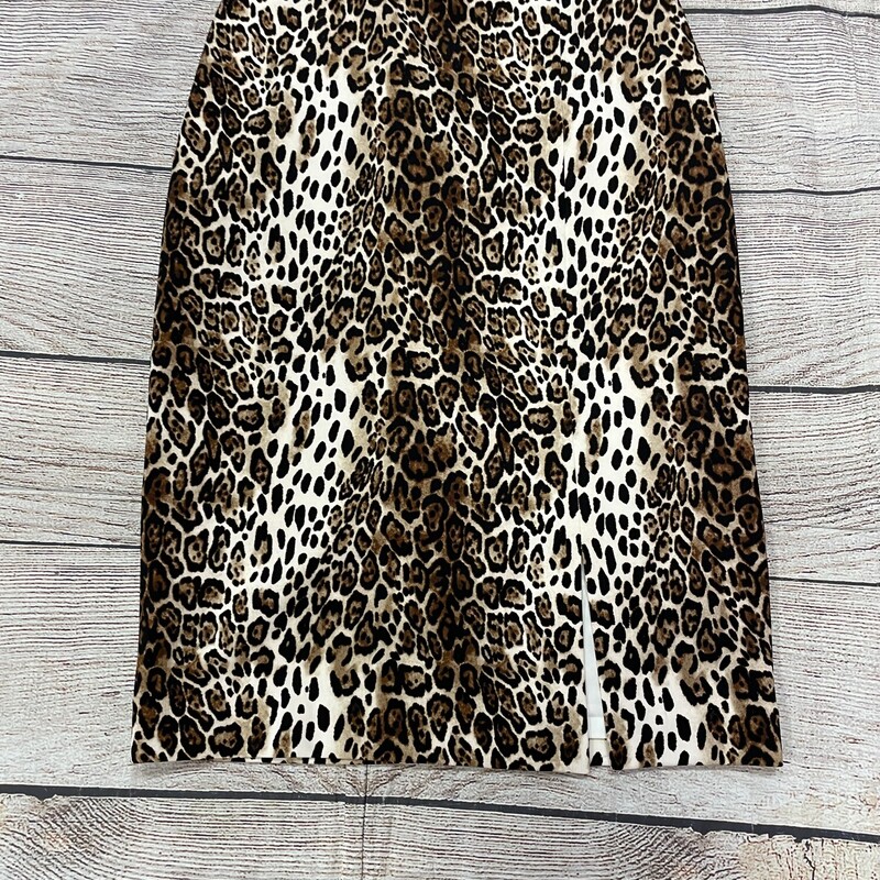 NWT WHBM Skirt, Animal Print Stretch Fabric, Inner Lining, Front Side Slit, Size: Small (4)