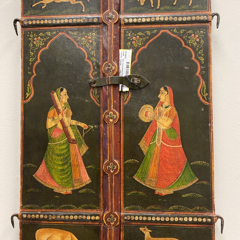 Painted Panel Frm India, Blk/Red, Size: 16x24 Inch