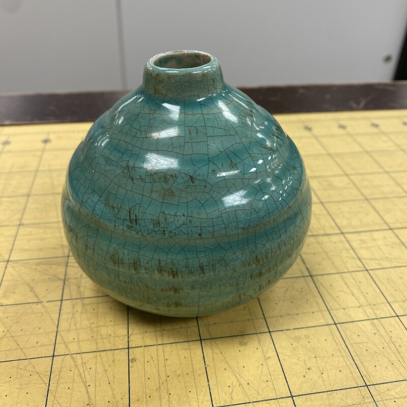 Asian Style Bottle Vase, Aqua, Size: 4x3 Inch
