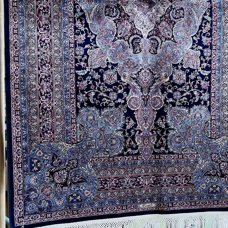 Silk Tabriz Rug  #33449, Navy,
Size: 2.11x4.10
