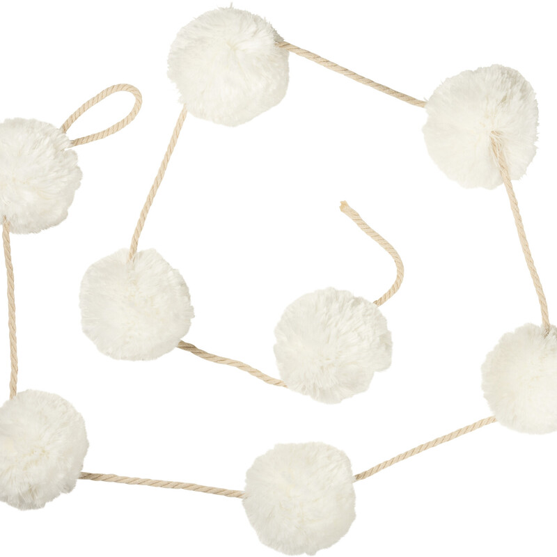 Pom Pom Garland, White,
SKU: 104311
A pom pom garland in White that's perfect for any time.
Dimensions:	72 Long
Material:	Cotton, Rope
UPC:	190134043117
Artist:	Primitives by Kathy
Featured:	BEST