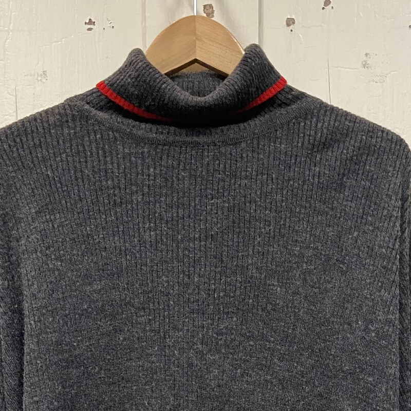 Gry/rd Wool Trtle Sweater