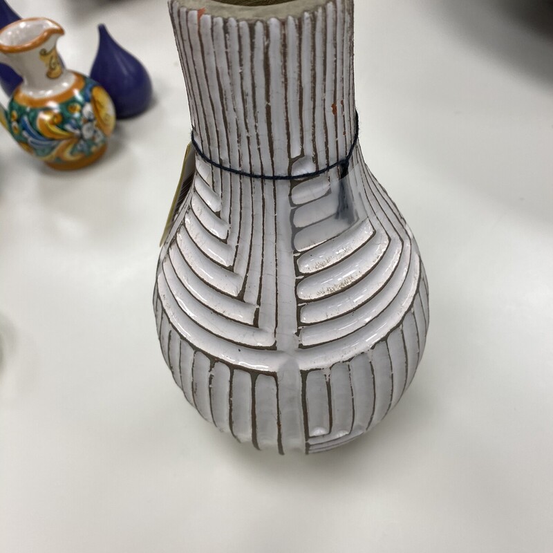 West Elm Ceramic Geo Vase, Off Whte, Size: 9 Inch