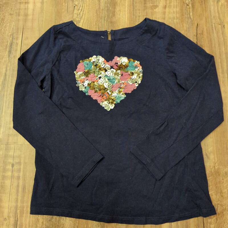 Crown&Ivy Sequin Heart T, Navy, Size: Youth M