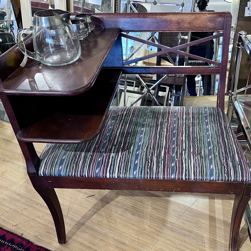 Phone Bench, Vintage, Wood, Size: 27x18x31