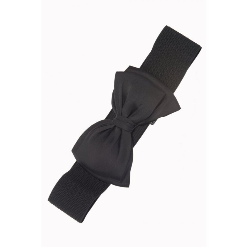 Big Satin Bow Stretch Bel, Black, Size: 2xl 2 Snap closure in front under bow.