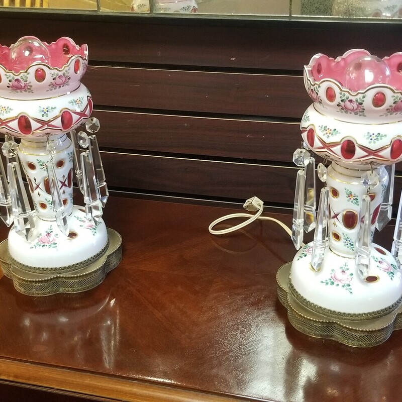 Pair Of Cranberry Glass L