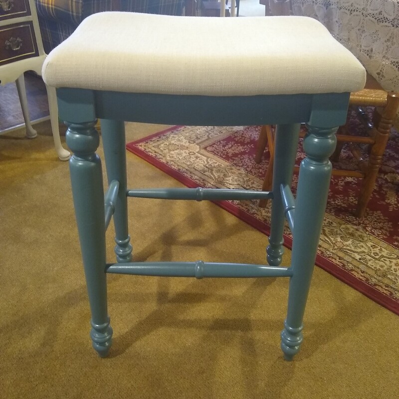 Upholstered Saddle Stool

Off white upholstered saddle stool with painted blue wood base.

Size: 20 in wide X 14 in deep X 29 in high