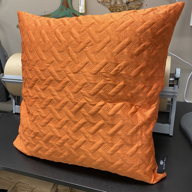 Newport Asian Style Silk Accent Pillow, Orange, Size: 20x20 Inch