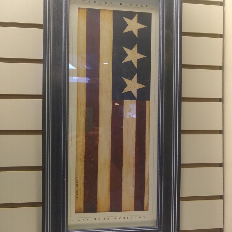 Warren Kimble Flag Print

Warren Kimble flag print with dark blue frame.

Size: 24 in wide X 11 in high