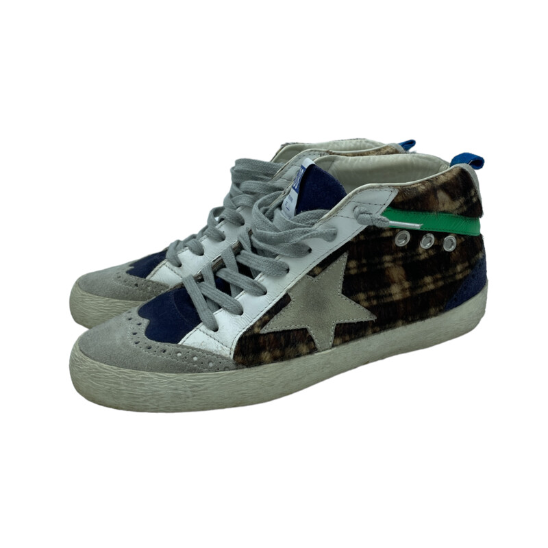 GoldenGoose MidStar Plaid, Brown, Size: 37

condition: EXCELLENT. light residue on soles