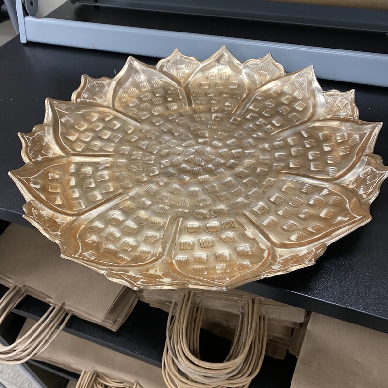 Indian Lotus Tray Dish, Brass, Size: 13 Inch