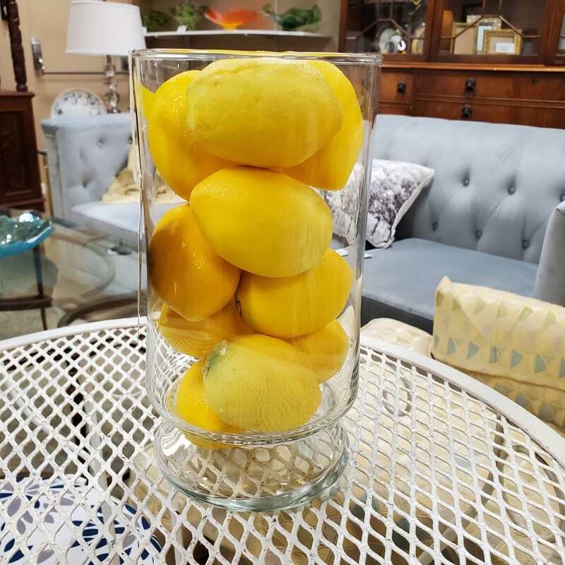 Glass Vase Lemons, Yellow, Size: 10x6