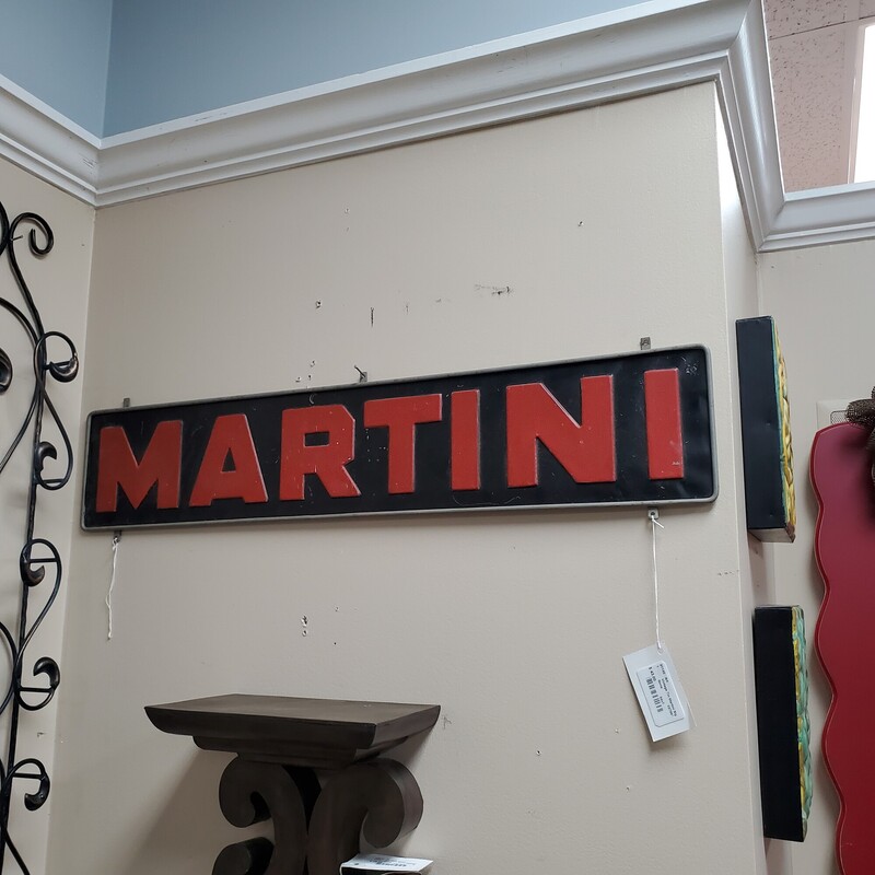 Vintage Tin Martini Sign, Size: 34x7