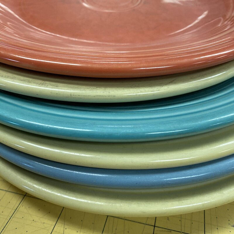 6x Vintage Fiestaware Dinner Plates, Multi, Size: 10 Inch