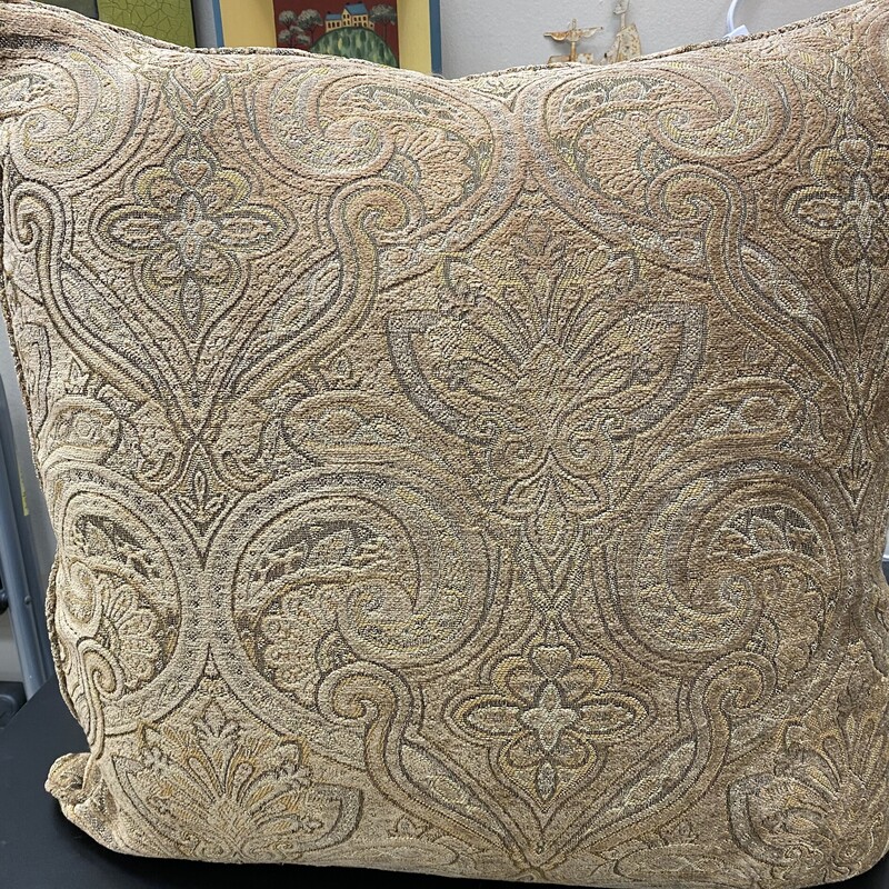 Velvet Paisley Pillow, Brown, Size: 24x24 In