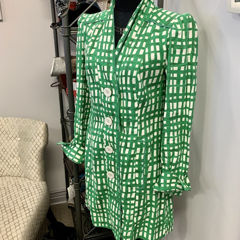 Cabi Trench Short Checkered,<br />
Colour: Green and white,<br />
 Size: XSmall - roomy would fit Small
