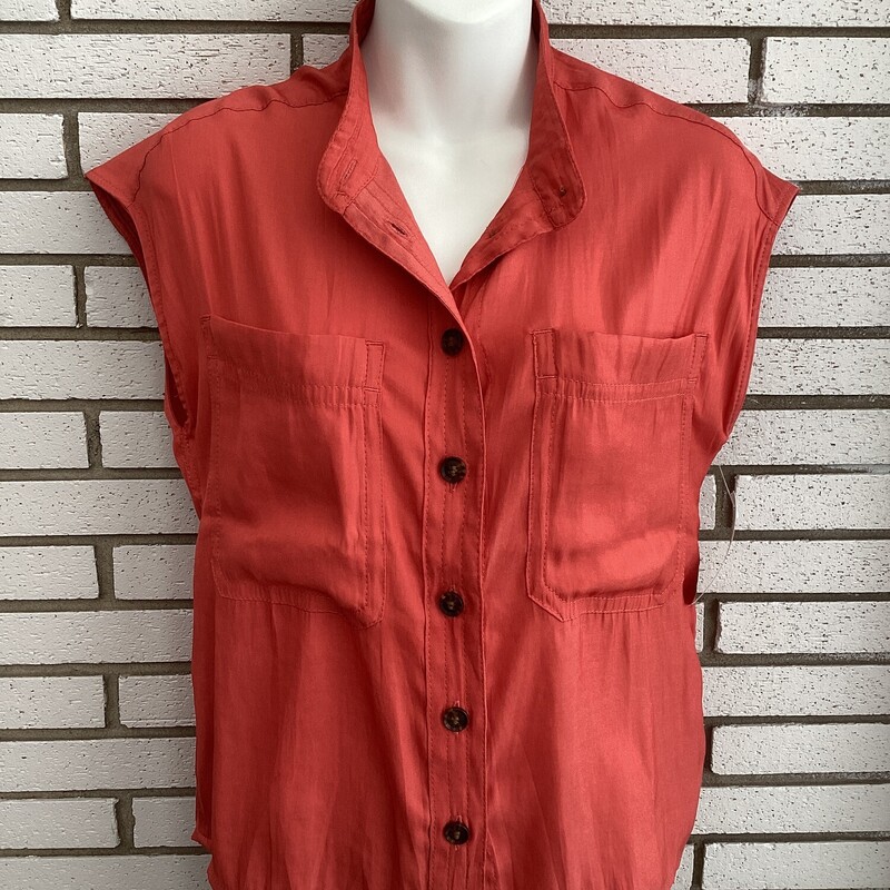 Ss Btn Down Blouse, Coral, Size: Xsmall