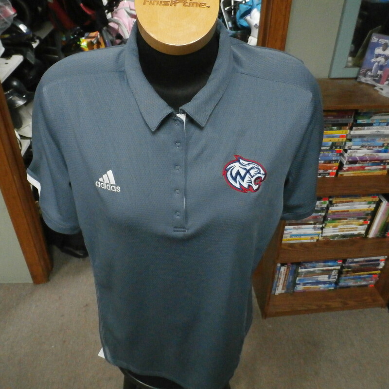Adidas grey women's athletic polo shirt size XL 100% polyester #30666
Rating: (see below) 3- Good Condition
Team: Woods Cross Wildcats
Player: n/a
Brand: Adidas
Size: Women's XLarge- (Measured Flat: Across chest 22\"; Length 27\")
Measured Flat: underarm to underarm; top of shoulder to bottom hem
Color: grey
Style: short sleeve; embroidered
Material: 100% polyester
Condition: 3- Good Condition: minor wear; several light stains on front (see photos)
Item #: 30666
Shipping: FREE