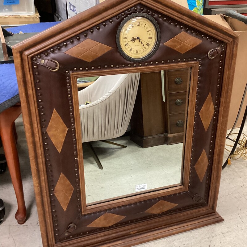 Leather Clock Mirror