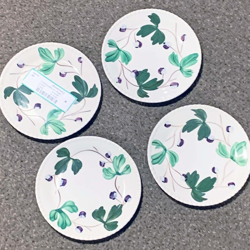 4 Vint Leaf/Acorn Plates