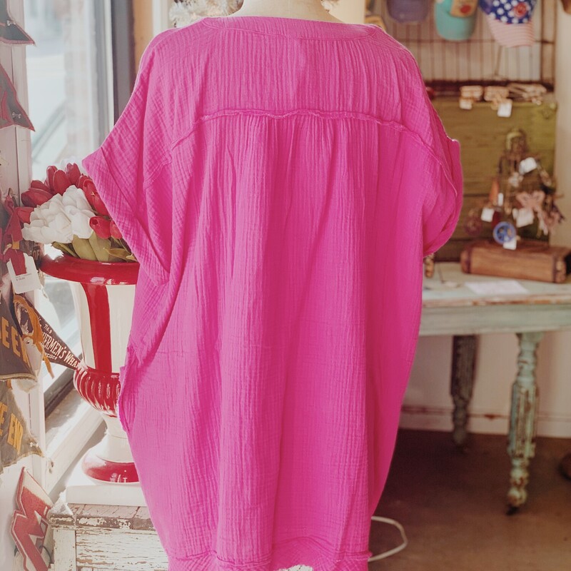 This gauze material mini flowy dress is adorable in the summer and perfect in the winter with tights and a cardigan!