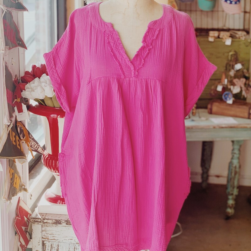 This gauze material mini flowy dress is adorable in the summer and perfect in the winter with tights and a cardigan!