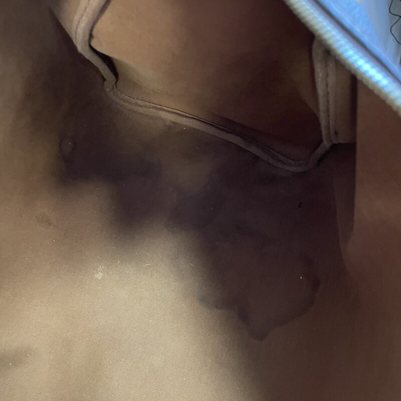 Reduced now to 269.99!!!! Was $449.99<br />
<br />
L. V.  Speedy 35 Purse with Lock and Key As Is, Brown Logo Monogram Coated Canvas with Canvas Interior, Several Stains Throughout the Interior Lining, One Small Interior Pocket - Has Staining and Leather Opening is Cracked, Water Marks and Cracking on the Leather Exterior Handles and Piping, Torn and Cracked Leather on the Zipper Pull Tabs and the Zipper<br />
<br />
Size: 13.75x7x8.5 inches<br />
<br />
Reduced now to 269.99!!!!<br />
<br />
*Additional shipping and insurance rates will apply. A separate invoice will be sent due to the value of this item.