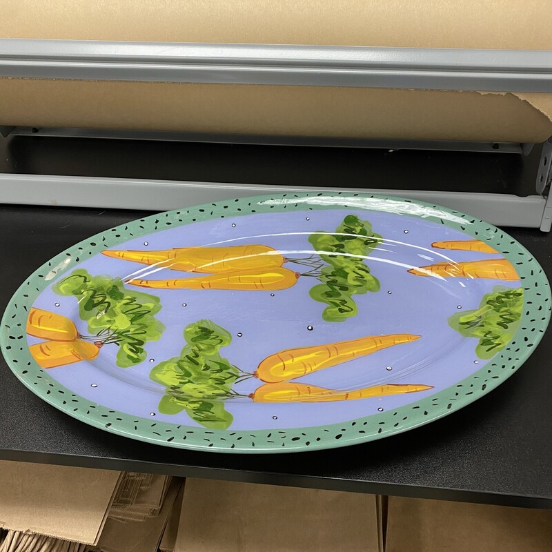 Droll Pottery Platter, Lav/Grn, Size: 18x11 Inch