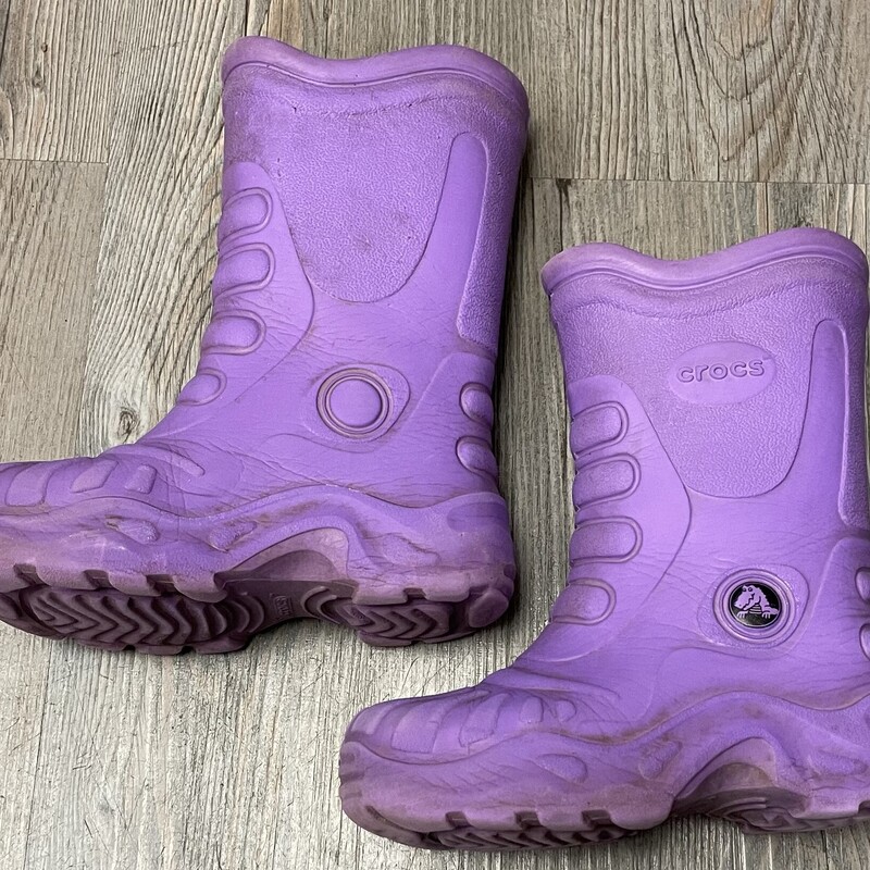 Crocs Rain Boots, Purple, Size: 8-9T