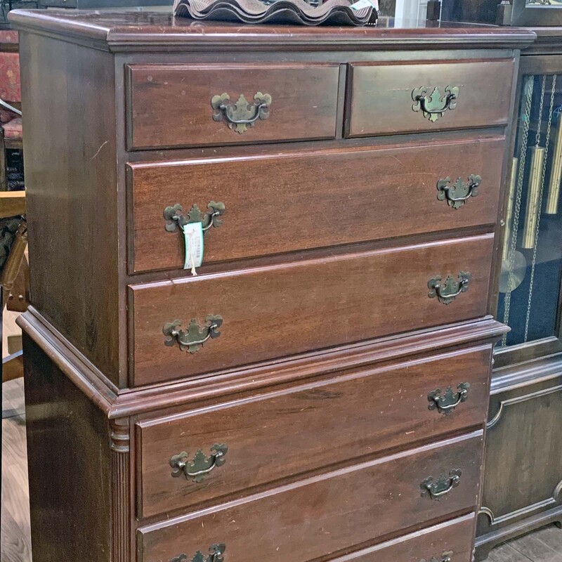 Mahogany Hungerford Chest On Chest
(Some damage on top)
35 W x 21 D x 53 T