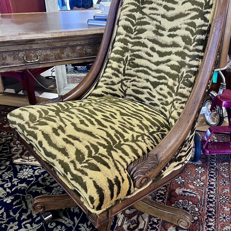 Chair Office Wood Base, Fabric, Casters