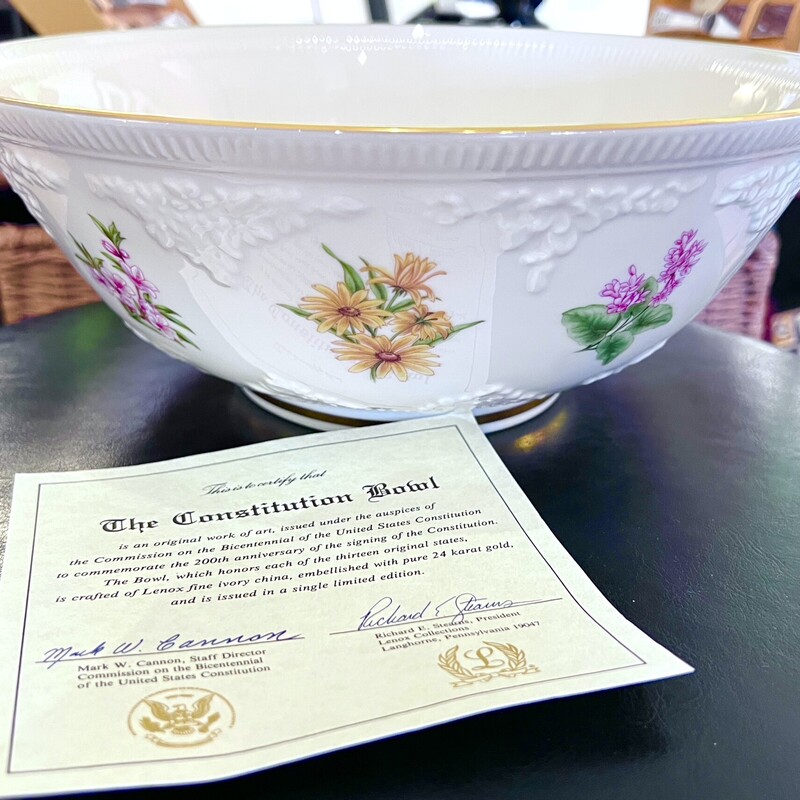The Consitiution Bowl by Lenox,
Size: 10in Wide