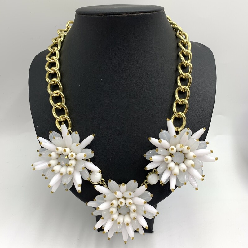 Necklace Flowers, Gold/swh, Size: None